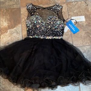 Black sequin topped homecoming/prom dress